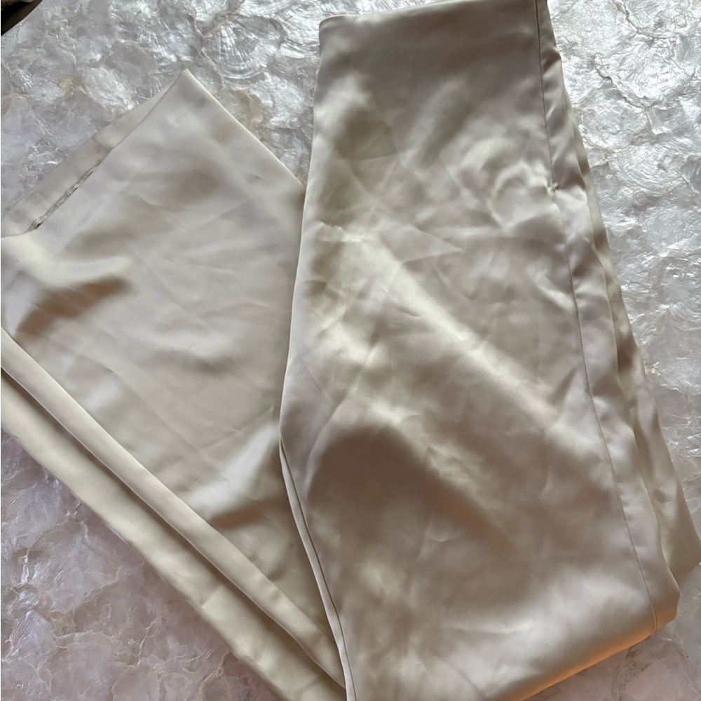 ZARA Satin Trousers — Champagne